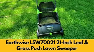 Earthwise LSW70021 21 Inch Leaf & Grass Push Lawn Sweeper Demo and Review