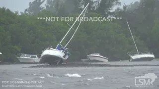 9 10 17 Tampa Bay, FL Boats Become Beached As Hurricane Irma Sucks Water Out Of Bay, Reverse Surge