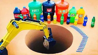 How to make Underground Hole with Big Coca Cola, Fanta, Sprite, Pepsi, 7up, Mirinda and Mentos