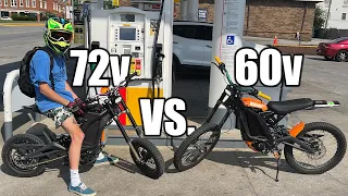 72v Sur Ron VS. 60v! - Top Speed/Range Test!