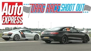 Audi R8 V10 vs Mercedes S63 AMG Coupe - Drag Race Shoot-out