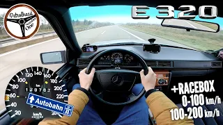 1994 Mercedes E320 W124 | V-MAX. RACEBOX 0-100, 100-200 km/h. Próba autostradowa.