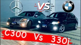 التحدي المستمر ما بين مرسيدس وبي ام دبليو 🔥 Bmw e90 330i vs Mercedes c300