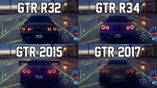 Skyline GTR R32 vs Skyline GTR R34 vs GTR Premium 2015 vs GTR Premium 2017 - NFS 2015 (Drag Race)