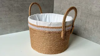 SAW IT IN AN EXPENSIVE STORE AND MADE IT MYSELF, NO NEEDLES OR THREAD! DIY! STORAGE BASKET