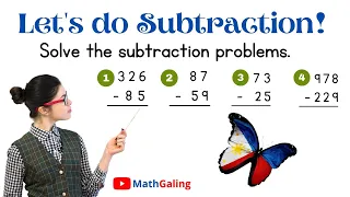 [TAGALOG] Subtraction MultiDigit Numbers Paano Mag Subtract at Mag Borrow | Subtraction Tagalog Math