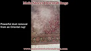 Powerfully removing dust from a Persian rug