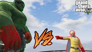 GTA 5 -Saitama (One Punch Man) vs World Breaker Hulk SUPERHERO BATTLE