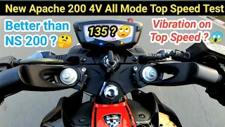 New TVS Apache 200 4V All Modes Top Speed Test 😍 - Vibration On Top Speed ?? 😱😱