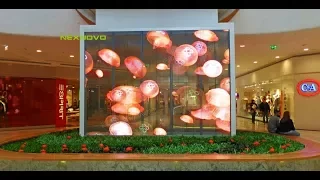 Double-side viewing transparent LED display at Vienna Austria made by NEXNOVO