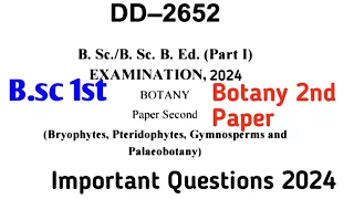 Bsc First Year Botany Second Paper || Bsc First year Botany Durg University 2024 Important Question