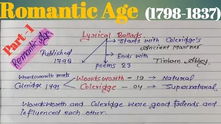 Romantic Age or Romanticism Part -1