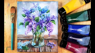 Lovely Lilacs in Acrylic real time painting tutorial
