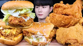 ENG SUB) ASMR CHICKEN BURGERS & CHEESE BALL & FRIED CHICKEN EATING SOUNDS MUKBANG 치킨 먹방ASMR MUKBANG