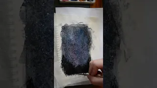 Космический пейзаж на акварельной бумаге / Cosmic landscape on watercolor paper.