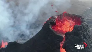 ICELAND VOLCANO  ERUPTION  II  Drone footage captures stunning up-close view of eruption II