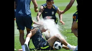 Philippe Coutinho pelted with EGGS: Brazil team-mates plaster pal in World Cup training