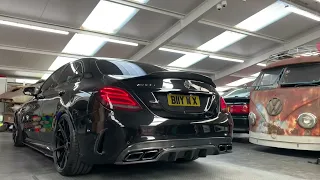 Mercedes C63s Custom Exhaust Sound Start Up, Warm Up, Revs,  Catless System