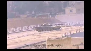 Syria  T-72 Tank Combat - Direct Hit and Keeps Moving