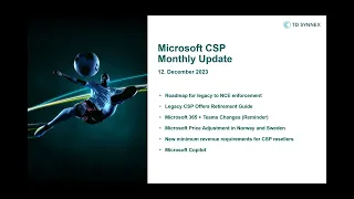 TD SYNNEX & Microsoft Monthly Update - December