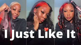 🍒Inspired Red Skunk Stripe Lace Wig Transformation! Most Spring Affordable Wig