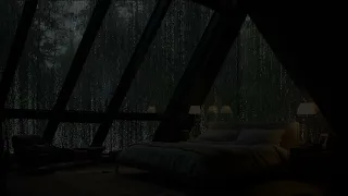 HEAVY RAIN and THUNDER Sounds in Forest at Night for Sleeping, Relaxing, Studying or Focus on Work