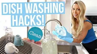 22 DISH WASHING HACKS! How To Do Dishes FASTER and EASIER!