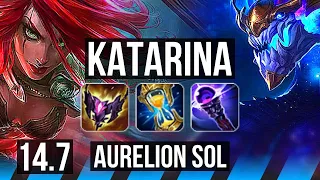 KATARINA vs AURELION SOL (MID) | 76% winrate, Quadra, 63k DMG, 6 solo kills | TR Diamond | 14.7