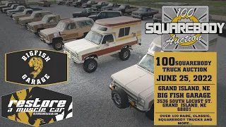 100 Squarebody Auction Tour with Big Fish Garage & Restore A Muscle Car