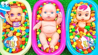 Satisfying Video | Mixing Candy in Three Magic BathTubs with Rainbow Skittles & Slime Cutting ASMR