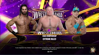 WWE 2K24 FULL MATCH —  Seth Rollins vs. Brock Lesnar vs. John Cena —  WWE  Title Match!"