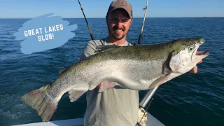 Spring Trolling Lake Erie for GIANT Trout!