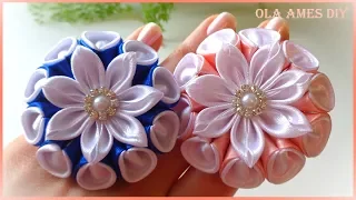 😍Посмотрите Какие КРАСИВЫЕ❤️️ Цветы-Зефирки из Лент ЛЕГКО! Ribbon Flower Tutorial/Kanzashi/ Ola ameS