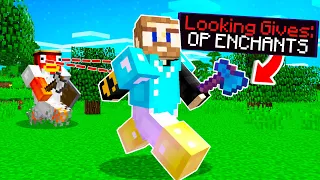 Minecraft Manhunt, But When Hunters Look at me I get OP Enchants...