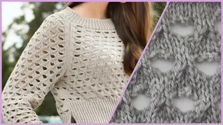 Красота 💯 оригинальная сетка спицами/ Очень простой и красивый узор/ Easy knittnig pattern🧶