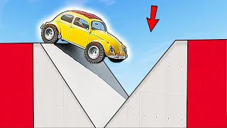 Vehicles vs. V-shaped Reversed Bumps in BeamNG.drive