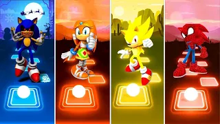 Sonic exe 🆚 Sonic Boom 🆚 Super Sonic 🆚 Spider Man Sonic | Sonic Edm Rush Tiles Hop