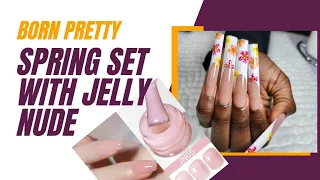 SPRING SET NAIL TUTORIAL WITH BORN PRETTY JELLY NUDE | GLITTERSPOLISH NAILS