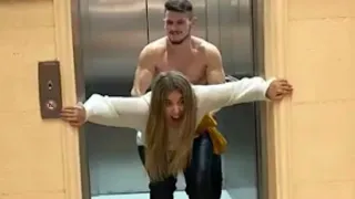 American bodybuilder Draged girl into a elevator prank Funny reaction meme