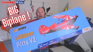 BIG BIPLANE ! Very quick assembly | Smooth scale flying | FMS Pitts v2 1.4 metre wingspan 6S power