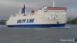 M/F JAN ŚNIADECKI (UNITY LINE) wypływa ze Świnoujścia | Ferries Channel