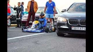 Kart KZ-2 vs BMW 750 drag