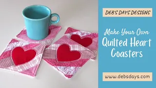 Quilted Valentine's Day Heart Coasters : DIY Scrap Fabric Project
