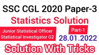 SSC CGL Statistics 2020 Paper Solution || 28.01.2022 || Part-1