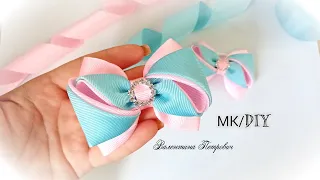 Они такие нежные! / Бантики из репсовых лент/Канзаши/ Hair bows/Kanzashi tutorial/МК/DIY