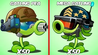 50 Plants Max Level use 1 POWER UP Vs Hero Smash Gargantuar Zombie Level 20 - PvZ 2