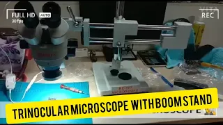 TRINOCULAR 🔬MICROSCOPE WITH BOOM STAND SHORT VIDEO