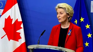 Ursula von der Leyen welcomes Justin Trudeau ahead of NATO and G7 summit on Russia's invasion