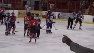 Fight Hockey / Joel Therieault  vs Guillaume  Coudé  et Guillaume  Gélinas  vs Jonathan Delorme