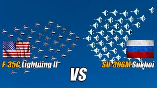 50 US F-35C Lightning II vs 50 Russian SU-30SM Sukhoi - DCS WORLD